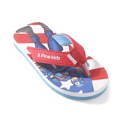 Pine Kids Marvel Slip On Flip Flops With Captain America Design - Red