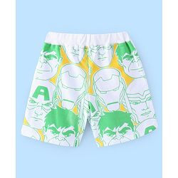 Pine Kids Marvel Cotton Knit Half Sleeves T-Shirt & Shorts Set With The Avengers Graphics - Green