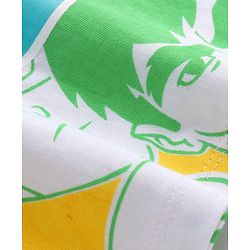 Pine Kids Marvel Cotton Knit Half Sleeves T-Shirt & Shorts Set With The Avengers Graphics - Green