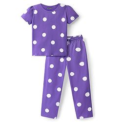 Pine Kids Half Sleeves Night Suit Polka Dot Print - Passion Flower