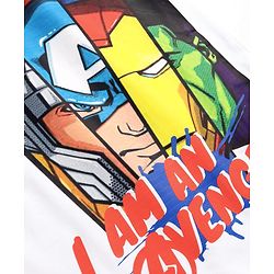 Pinekids Marvel Cotton Knit Half Sleeves T-Shirt With Avengers Print - White