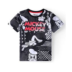 Pine Kids Disney  Half Sleeve T-Shirt with Mickey Mouse Family Graphics - Black