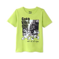 Pine Kids Disney 100% Cotton Knit Half Sleeve T-Shirt with Mickey Mouse Family Graphics - Green