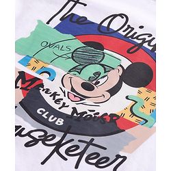 Pine Kids Disney  Half Sleeve T-Shirt with Mickey Mouse Graphics - White