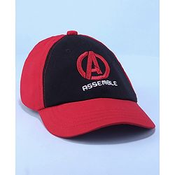 Pine Kids Marvel Cotton Summer Cap With Avengers Graphics - Red & Black