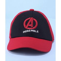 Pine Kids Marvel Cotton Summer Cap With Avengers Graphics - Red & Black