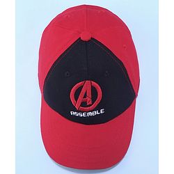 Pine Kids Marvel Cotton Summer Cap With Avengers Graphics - Red & Black