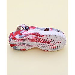 Pine Kids Clogs with Back Strap Closure & Marble Print - White & Red