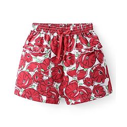 Pine Kids Terry Knit Mid Thigh Length Shorts Floral Print - Multicolor