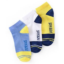 Pine Kids Ankle Length Socks Logo Design Pack of 3 - Multicolor