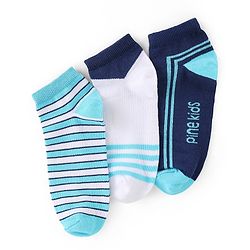 Pine Kids Ankle Length Socks Logo Design Pack of 3 - Multicolor