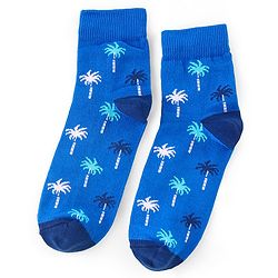 Pine Kids High Ankle Length Socks Hawaiin Theme Print Pack of 3 - Blue