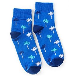 Pine Kids High Ankle Length Socks Hawaiin Theme Print Pack of 3 - Blue