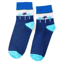 Pine Kids High Ankle Length Socks Hawaiin Theme Print Pack of 3 - Blue