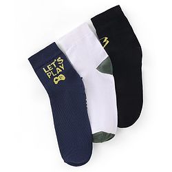 Pine Kids High Ankle Length Socks Text Print Pack of 3 - Multicolor