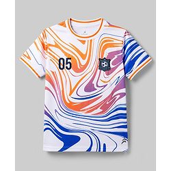 Pine Active Half Sleeves T-Shirt and Shorts Set Marble Print - White