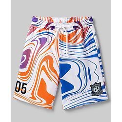 Pine Active Half Sleeves T-Shirt and Shorts Set Marble Print - White