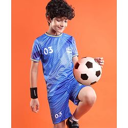 Pine Active Half Sleeves All Over Printed T-Shirt and Shorts Set - Blue