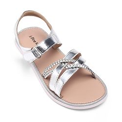 Pine Kids Velcro Closure Party Wear Sandals - Silver