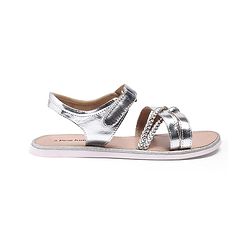 Pine Kids Velcro Closure Party Wear Sandals - Silver