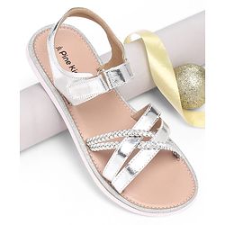 Pine Kids Velcro Closure Party Wear Sandals - Silver