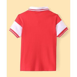 Pine Kids Half Sleeves Polo T-Shirt Best Player Print - Red