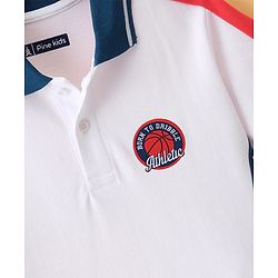 Pine Kids 100% Cotton Knit Half Sleeves T-Shirt With Football Print - White