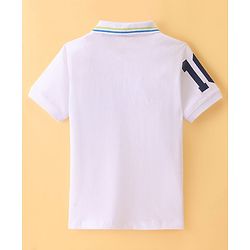 Pine Kids Half Sleeves Polo Striped  T-Shirt - White
