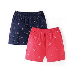 Pine Kids Cotton Elasticated Boxers Anchor Print Pack of 2 (Color May Vary)