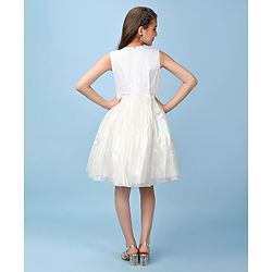 Pine Kids Sleeveless Solid Color Party Frock - White