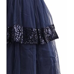 Pine Kids Woven Sleeveless Layered Party Dress with Sequin Detailing - Navy Blue