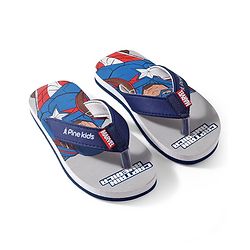 Pine Kids Marvel Slip On Flip Flops  Captain America Design - Grey & Blue