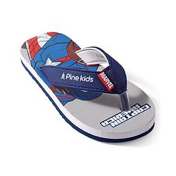 Pine Kids Marvel Slip On Flip Flops  Captain America Design - Grey & Blue
