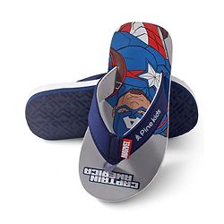 Pine Kids Marvel Slip On Flip Flops  Captain America Design - Grey & Blue