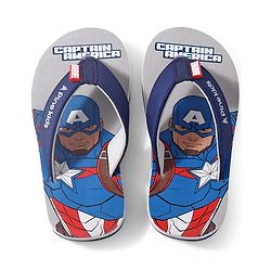 Pine Kids Marvel Slip On Flip Flops  Captain America Design - Grey & Blue