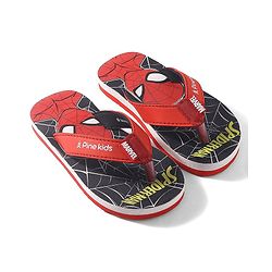 Pine Kids Marvel Slip On Flip Flops Spiderman Design - Black & Red