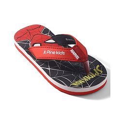 Pine Kids Marvel Slip On Flip Flops Spiderman Design - Black & Red
