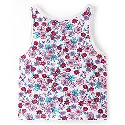 Pine Kids Cotton Lycra Knit Sleeveless  Slips  Floral Print Pack of 3 - Multicolour