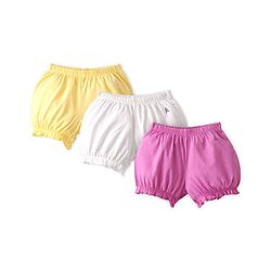 Pine Kids Cotton Lycra Mid Thigh Solid Panties & Bloomers Pack Of 3 - Multicolour