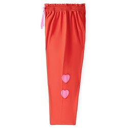Pine Kids Looper Knit Frill Sleeves Top & Palazzo Set with Heart Print - Red & Pink