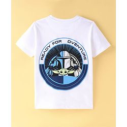 Pine Kids Lucas Cotton Knit Half Sleeves T-Shirt With Front And Back Star Wars Graphics - White