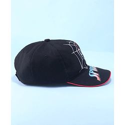 Pine Kids Marvel Cotton Summer Cap With Spiderman Graphics - Black