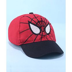 Pine Kids Marvel Cotton Summer Cap With Spiderman Graphics - Black