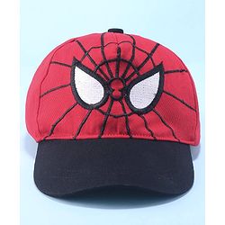 Pine Kids Marvel Cotton Summer Cap With Spiderman Graphics - Black