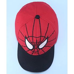 Pine Kids Marvel Cotton Summer Cap With Spiderman Graphics - Black