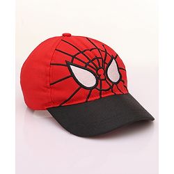 Pine Kids Marvel Cotton Summer Cap With Spiderman Graphics - Red