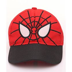 Pine Kids Marvel Cotton Summer Cap With Spiderman Graphics - Red