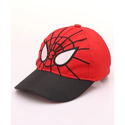 Pine Kids Marvel Cotton Summer Cap With Spiderman Graphics - Red