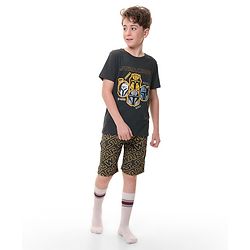 Pine Kids Lucas Cotton Knit Half Sleeve  T-Shirt & Shorts Set with Star Wars Graphics - Grey