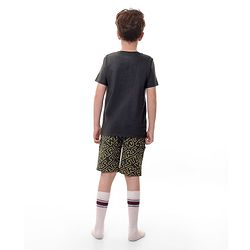 Pine Kids Lucas Cotton Knit Half Sleeve  T-Shirt & Shorts Set with Star Wars Graphics - Grey